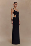 Angelique Beaded Crepe Maxi Dress Black