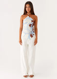 Julissa Halter Top Bloom Wave Print