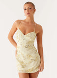 Vietta Sequin Cami Micro Mini Dress Yellow