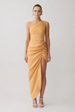 Birgit Linen Midi Dress With Hardware Deep Peach