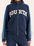 Navy Side Stripe Double Zip Funnel Neck Track Jacket
