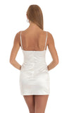 Satin Lace Cutout Dress in White