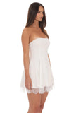 Strapless Mini Dress with Lace trim Hem