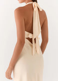 Heavy Hearted Satin Maxi Dress Pearl