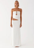 Wild Roses Maxi Dress White