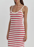 Red And White Stripe Knitted Maxi Dress