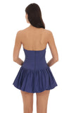 Pointed Corset Bubble Dress in Navy