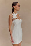 Reyes Cotton Floral Mini Dress White