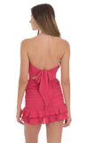 Strapless Ruched Bodycon Dress in Deep Pink