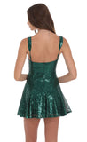 Sequin Skater Dress in Green