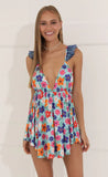 Floral A Line Romper in Blue
