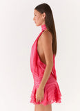 Willow Chiffon Mini Dress Fuchsia