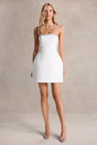 Bobbie White Embellished Bandeau Mini Dress