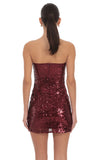 Strapless Sequin Bow Dress in Burgundy