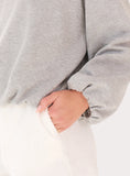 Grey Balloon Sleeve Bubble Hem Sweatshirt
