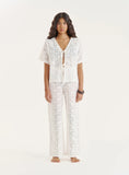 White Crochet Lace Tie Front Top