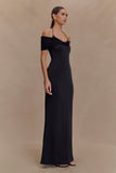 Bernadina Mesh And Slinky Halter Maxi Dress Black