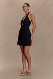 Malakhai Chiffon Halter Mini Dress Black
