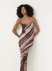 Printed Sheer Mesh Maxi Dress