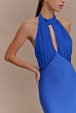 Mierah Halter Midi Dress Cobalt Blue