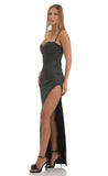 Satin Corset Maxi Dress in Black
