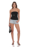 Strapless Buckle Top in Black