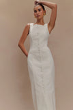 Reyna Denim Midi Dress White