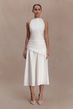 Emily Wrapped Waist Midi Dress White