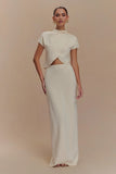Eris Scuba Jersey Maxi Skirt Ivory