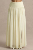 Spencer Cream Chiffon Pleated Maxi Skirt