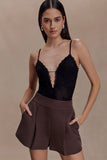Jasper Sheer Plunge Lace Bodysuit Black