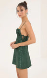 Floral Jacquard A Line Dress in Green