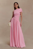 Ayeshya Slinky Asymmetric Maxi Dress Candy Pink