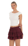 Dotted Ruffle Skort in Burgundy