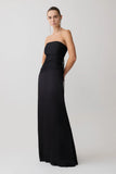 Serena Strapless Taffeta Maxi Dress Black