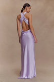 Phyllis Satin Halter Maxi Dress Lilac