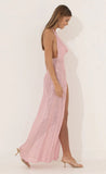 Cowl Neck Maxi Dress in Pink Sequin