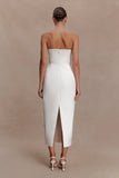 Ophelia Peplum Satin Maxi Dress Ivory
