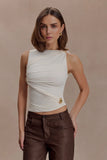 Amia Slinky Sleeveless Top With Hardware Ivory
