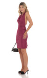 Cowl Neck Midi Dress in Magenta