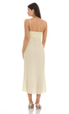 Lace Trim Front Tie Midi Dress in Yellow
