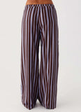 Fresh Face Linen Pants Purple Brown Stripe