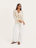 Buttercream Sheer Tie Front Blouse