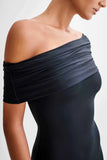 Cassandra Off Shoulder Slinky Maxi Dress Black