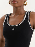 Black Knitted Contrast Stitch Vest Top