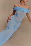 Brynn Orchid Knit Maxi Dress Baby Blue