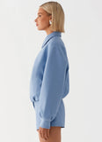 Aspen Oversized Bomber Jacket Blue