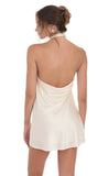 Satin Cross Halter Dress in Cream