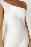 Yvette Slip Maxi Dress With Asymmetrical Hem White