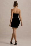 Bryanna Black Velvet Sweetheart Mini Dress With Tulip Skirt
